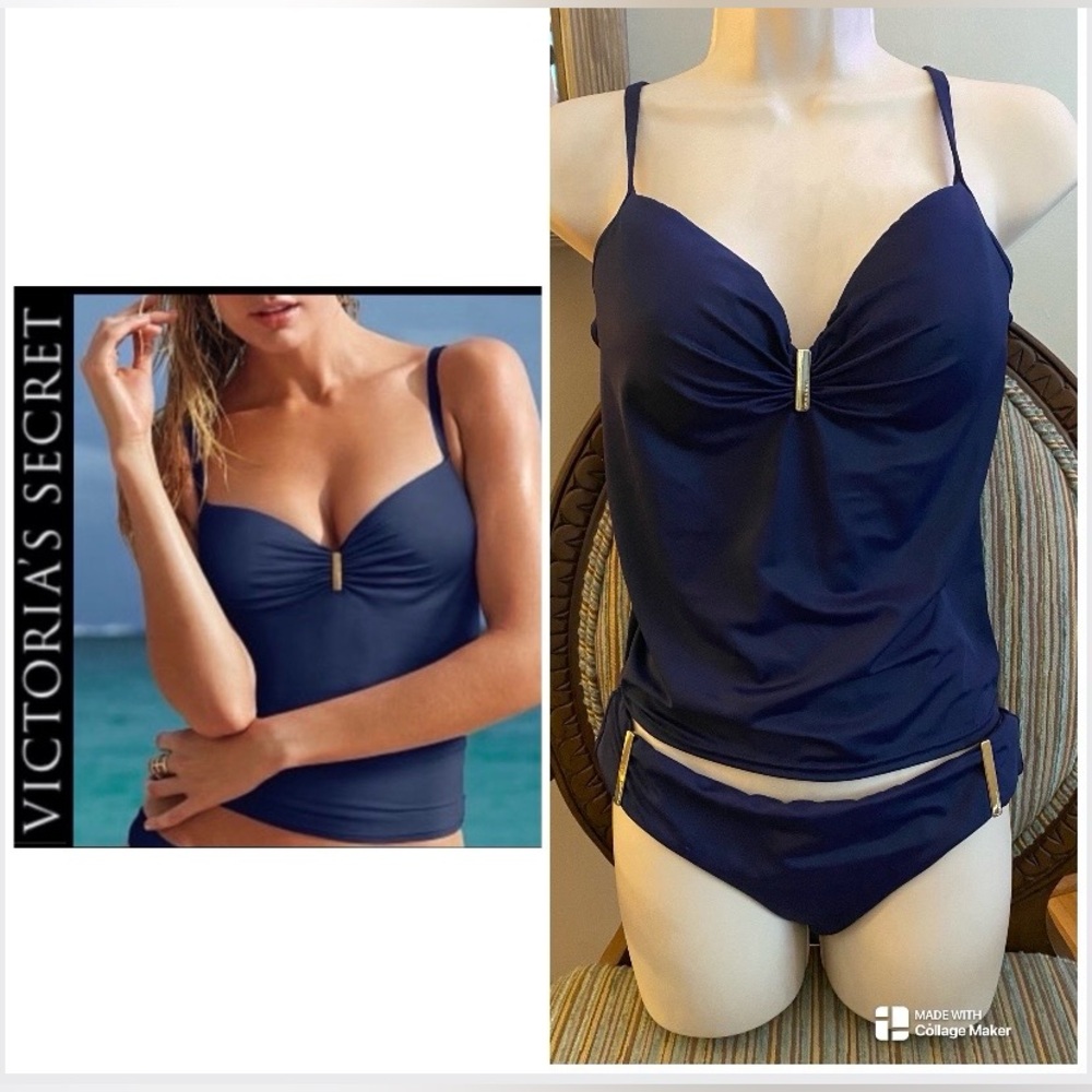 Victoria's Secret Heavenly Navy Tankini Bikini Swimsuit